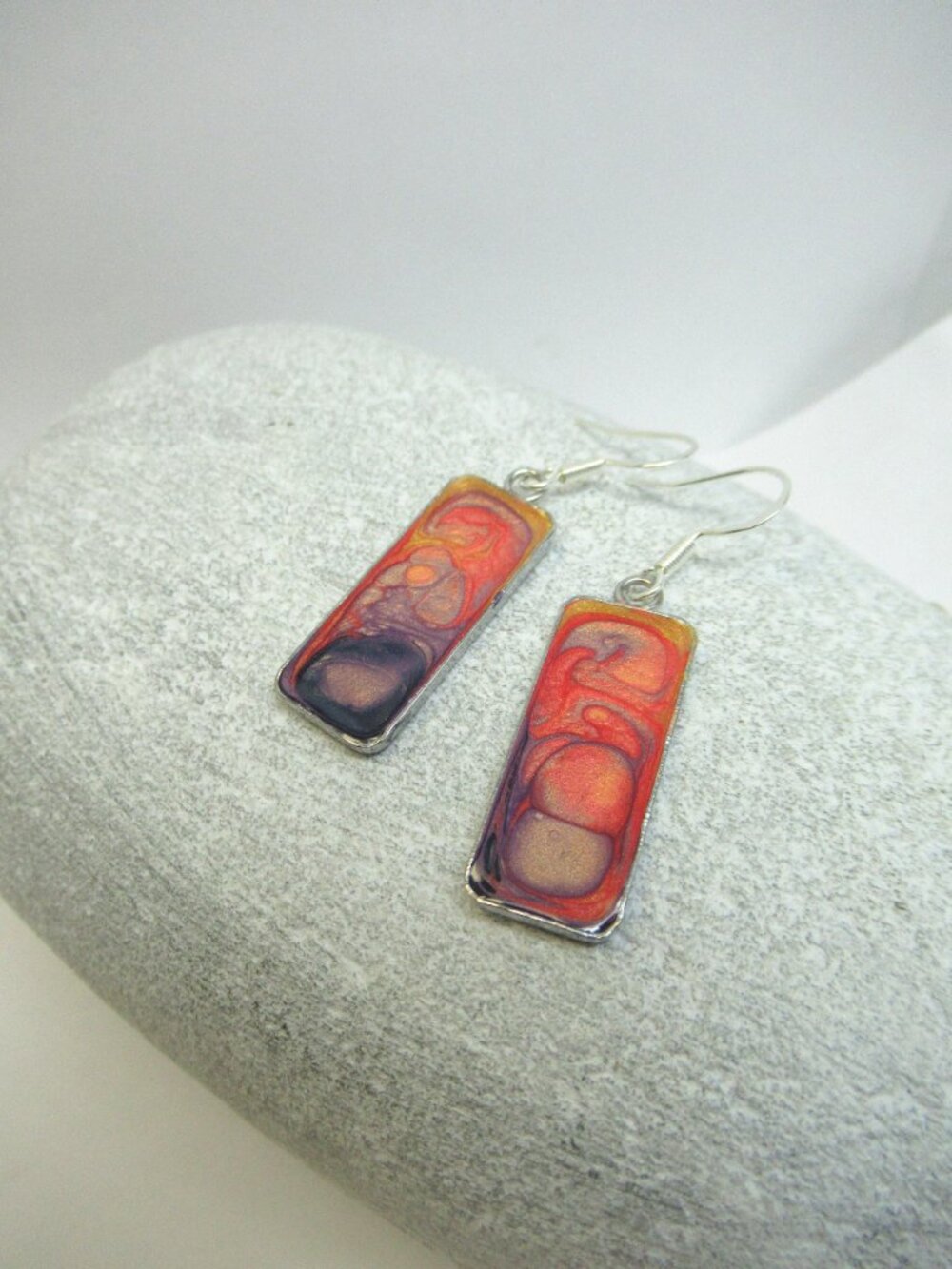 Rectangular Pebeo earrings - Picture 5 of 8